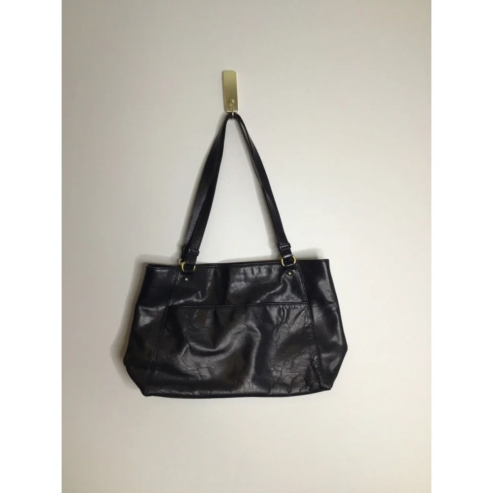 Born Shoulder Bag Womens Medium Black Excellent Leather Chevron Handbag